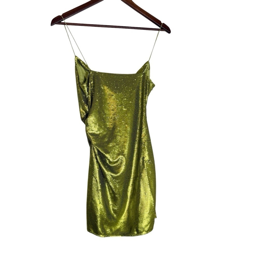 Gauge81 Almora Sequin Mini Dress Lime Green Sz 36 S Ruched Designer Party - Picture 9 of 13